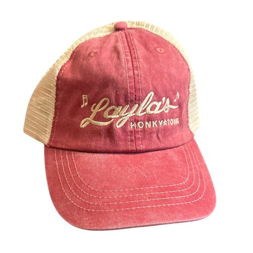 Adams brand with buckle style back, Nautical red and ivory with 'Layla's Honkytonk' embroidery.